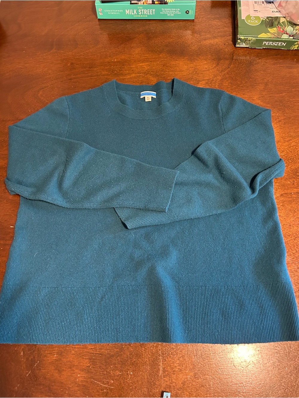 Teal Cashmere Crewneck Sweater